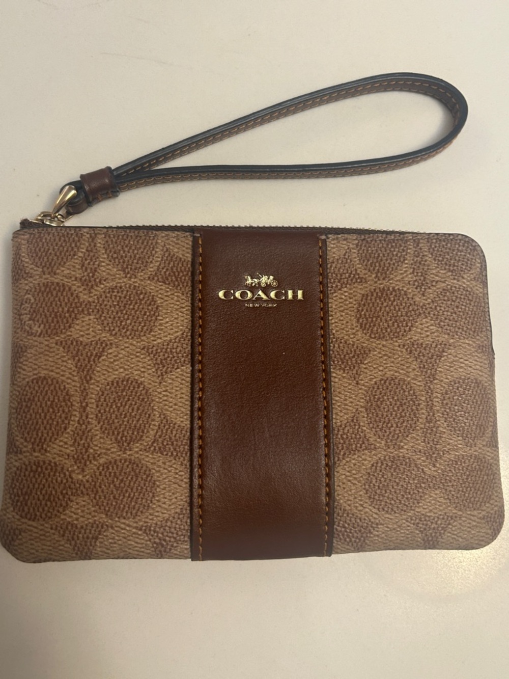 Like New Coach Signature All-Leather Wristlet/Wallet.